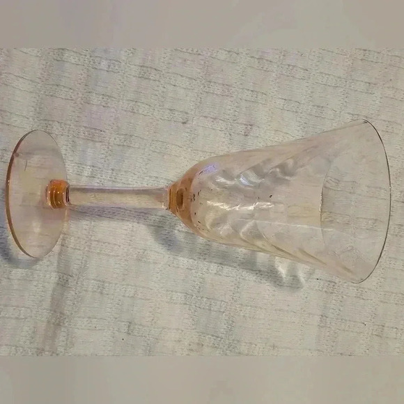 Vintage Morgantown Glass Pink Waterfall Goblet - Set of 2 Art Glass - Picture 5 of 6